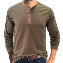 Cargar imagen en el visor de la galería, Solid Color Raglan Long Sleeve Henley T-shirt (6 colors)