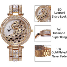 Load image into Gallery viewer, MISSFOX V227 Quartz Gold Crystal Diamond Leopard Watch