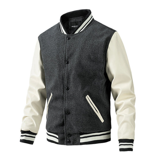 Solid Cotton Varsity Jacket (5 colors)