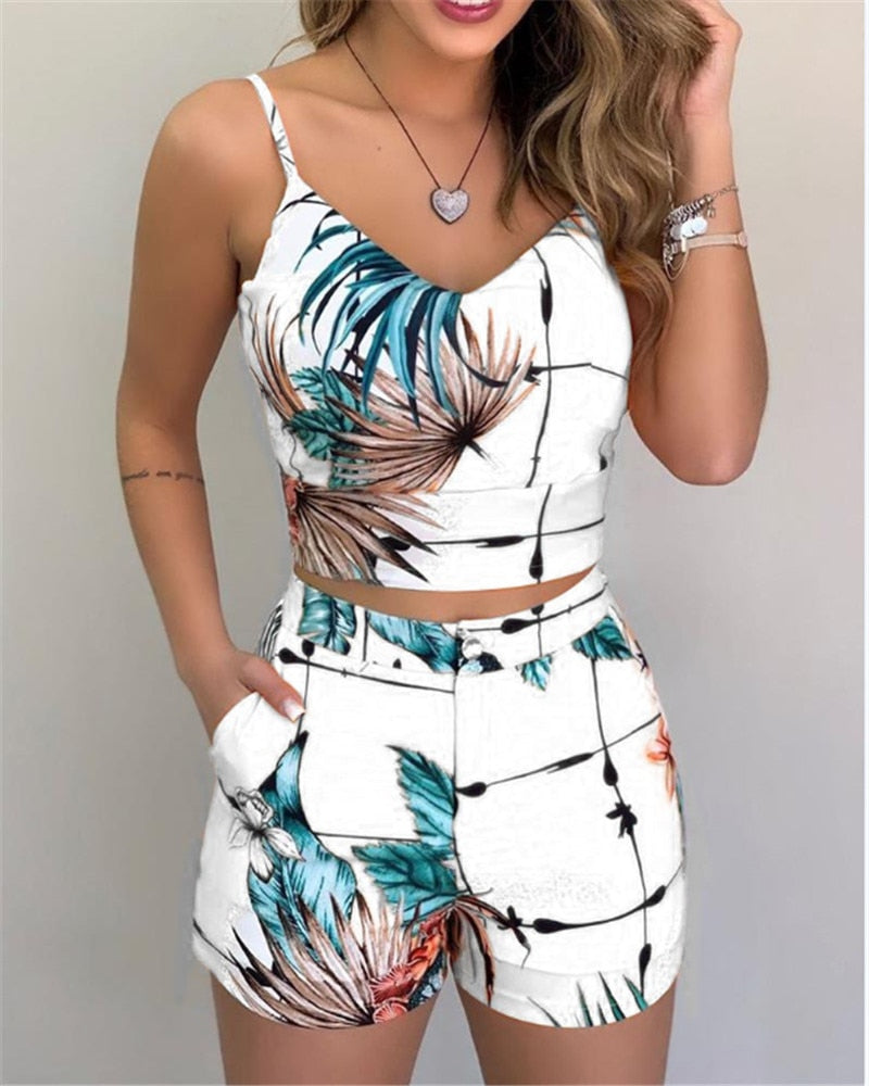 Two Piece Sleeveless Top and Shorts Set