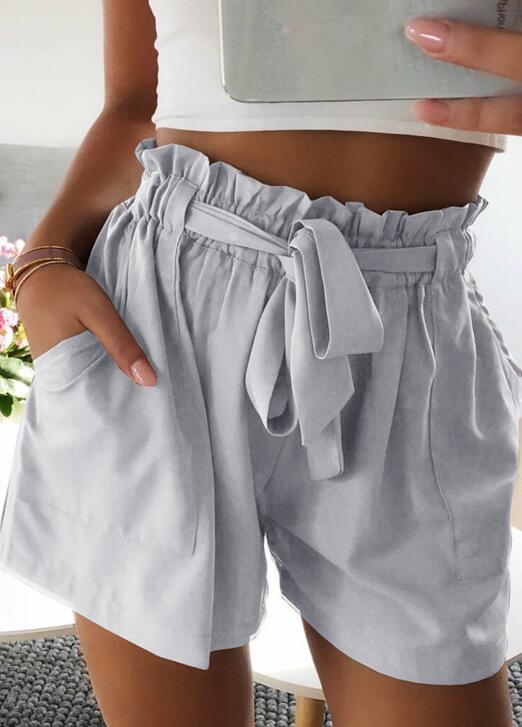 Belted Elastic High Waist Pleated Shorts (3 colors)