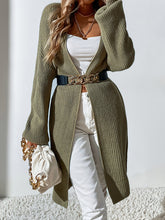 Load image into Gallery viewer, Army Green Longline V-neck Knit Cardigan