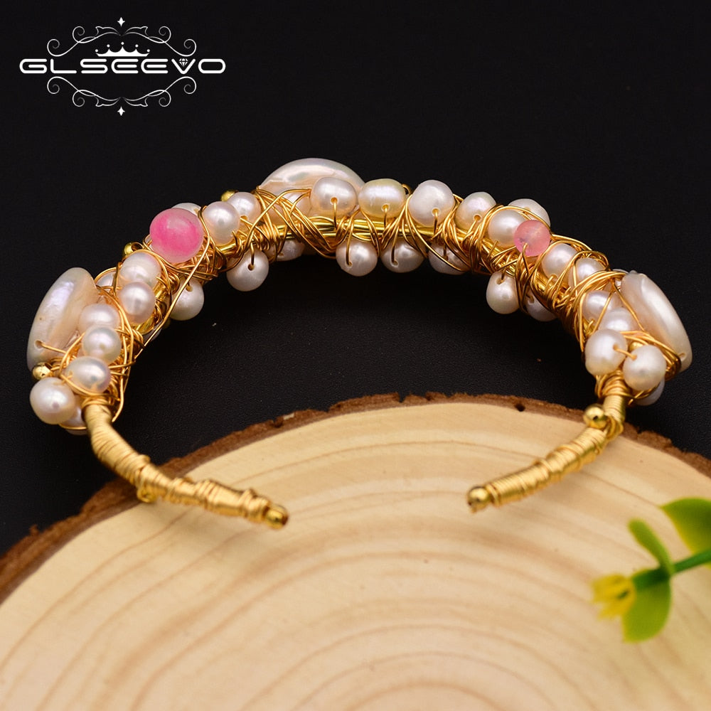 Natural Fresh Water Baroque Pearl Bangle & Bracelet