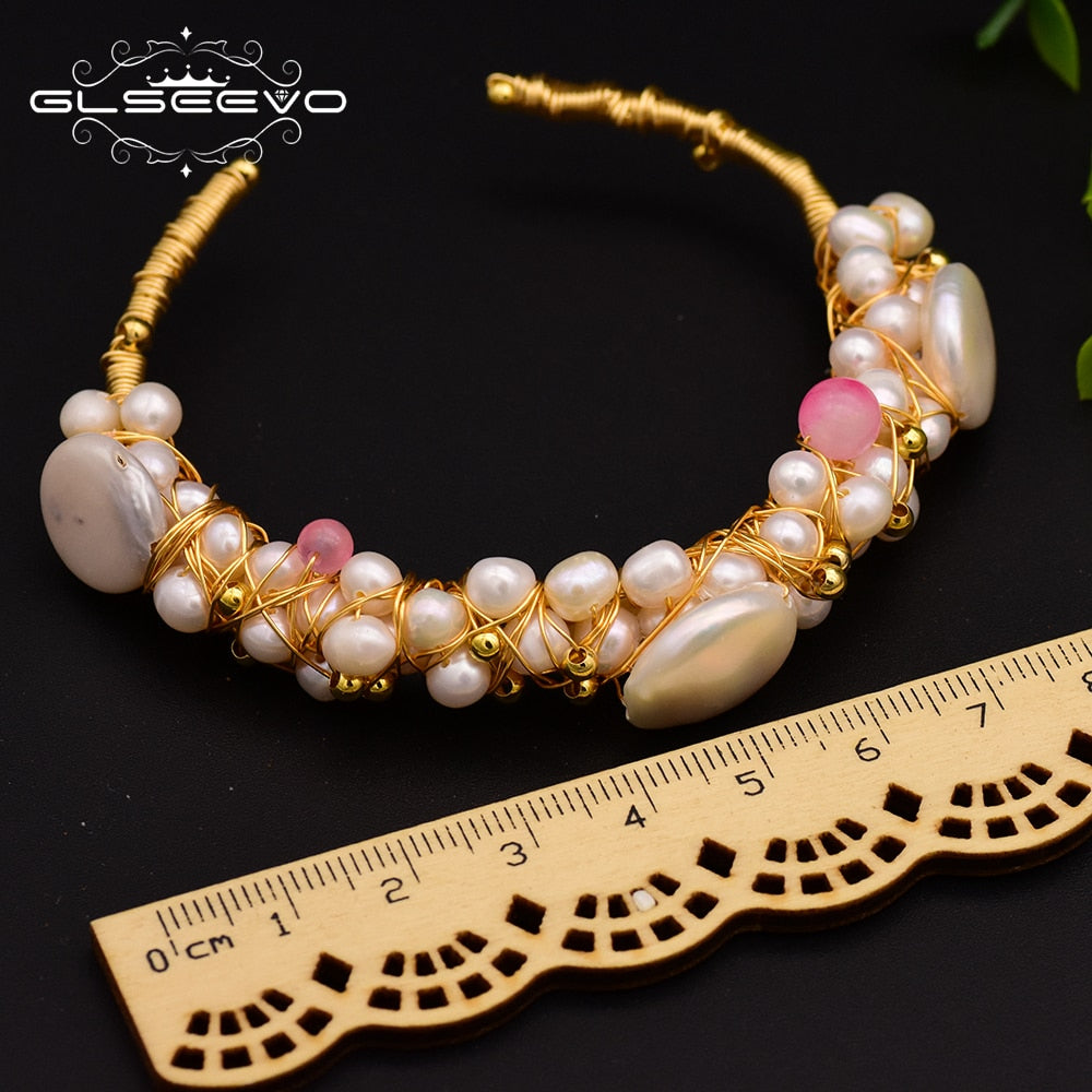 Natural Fresh Water Baroque Pearl Bangle & Bracelet