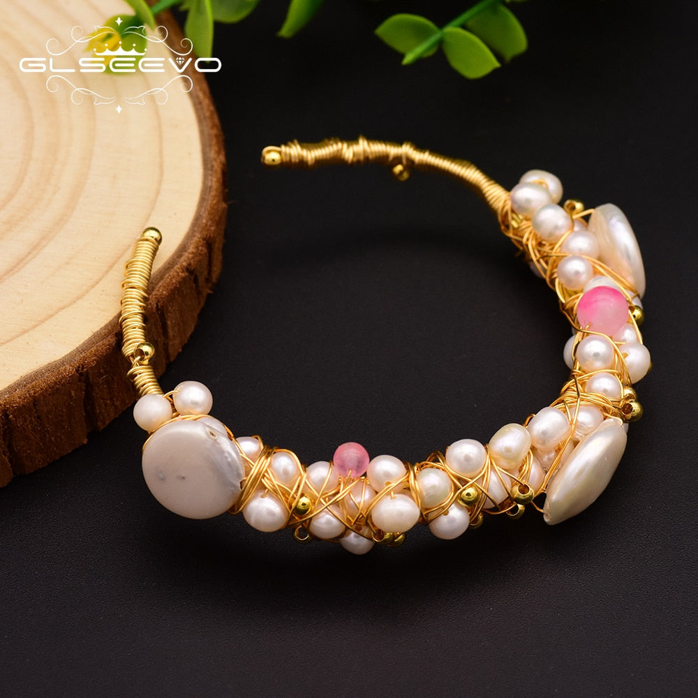 Natural Fresh Water Baroque Pearl Bangle & Bracelet