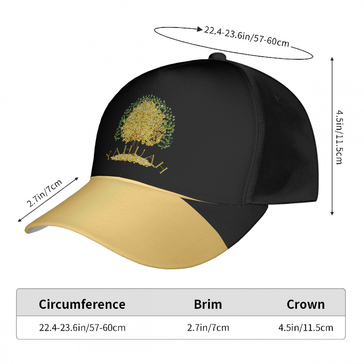 Yahuah-Tree of Life 03-02 Designer Curved Brim Baseball Cap