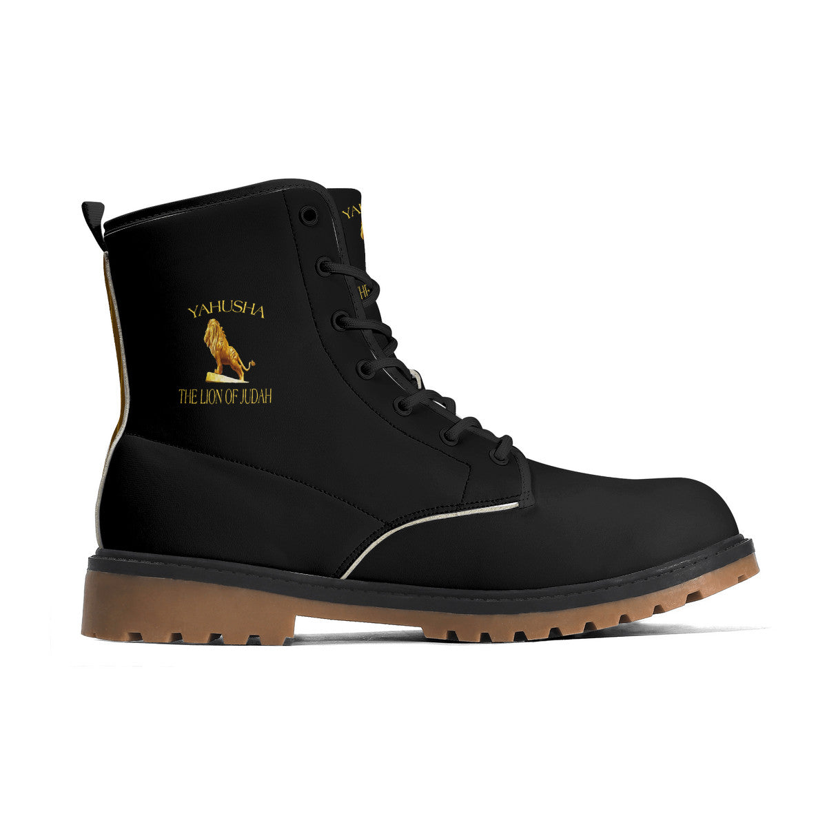 Yahusha-The Lion of Judah 01 Voltage PU Leather Brown Outsole Boots (Black)