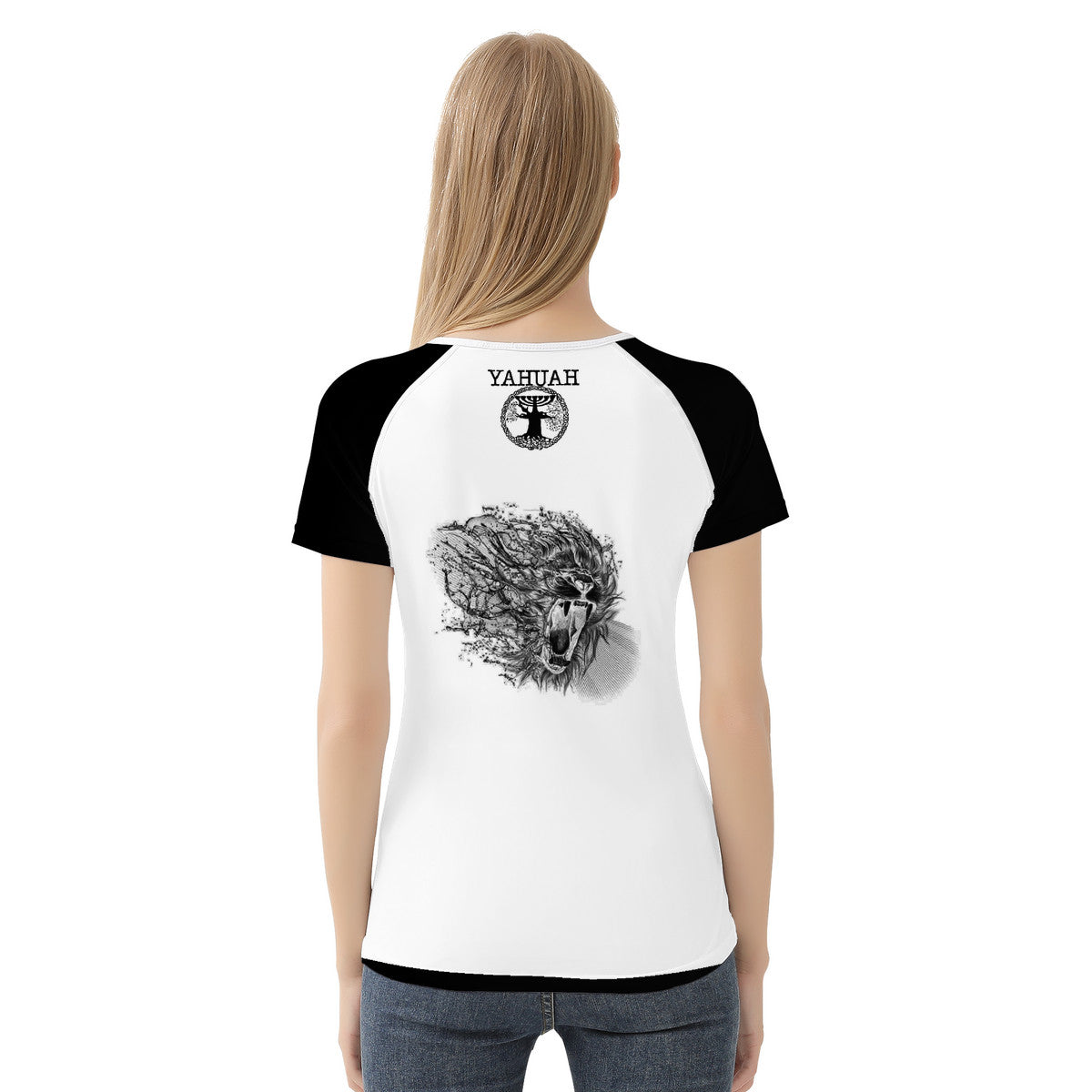 Yahuah-Tree of Life 02-06 Yin Yang Ladies Designer T-shirt