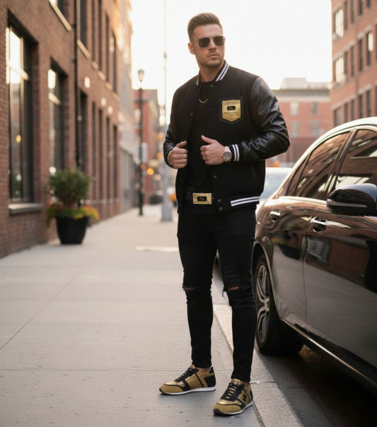 Outspoken Designs 03-02 "Fly Solo" Men's Designer Stripe Insert Premium Varsity Jacket