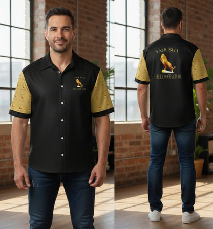 Yahusha-The Lion of Judah 01 Camisa de vestir de manga corta para hombre 