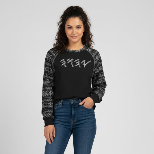 Yahuah Logo 01-02 Ladies Designer Raglan Long Sleeve T-shirt