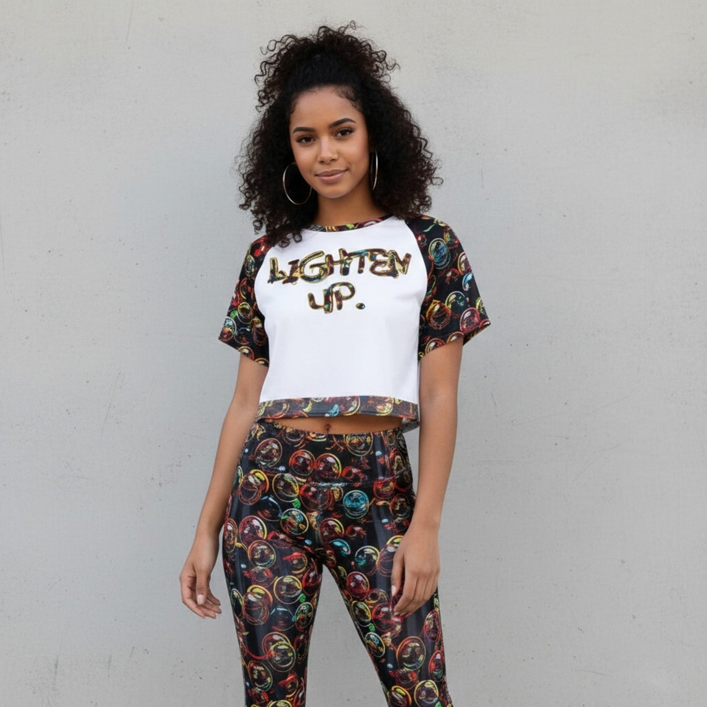 Outspoken Designs 01-01 "Lighten Up" Designer Raglan Crop Top