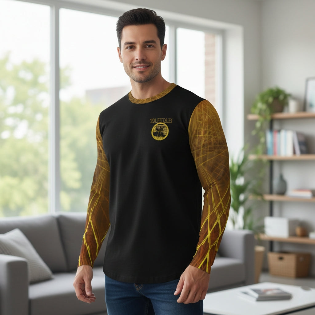 Yahuah-Tree of Life 02-03 Voltage Men's Long Sleeve Cotton T-shirt