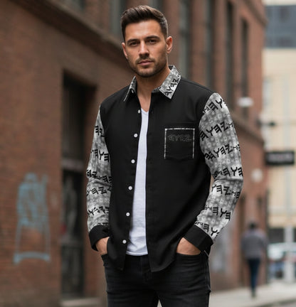 Most High God - Yahuah 01-01 Black Designer Point Collar Shirt with Chest Pocket