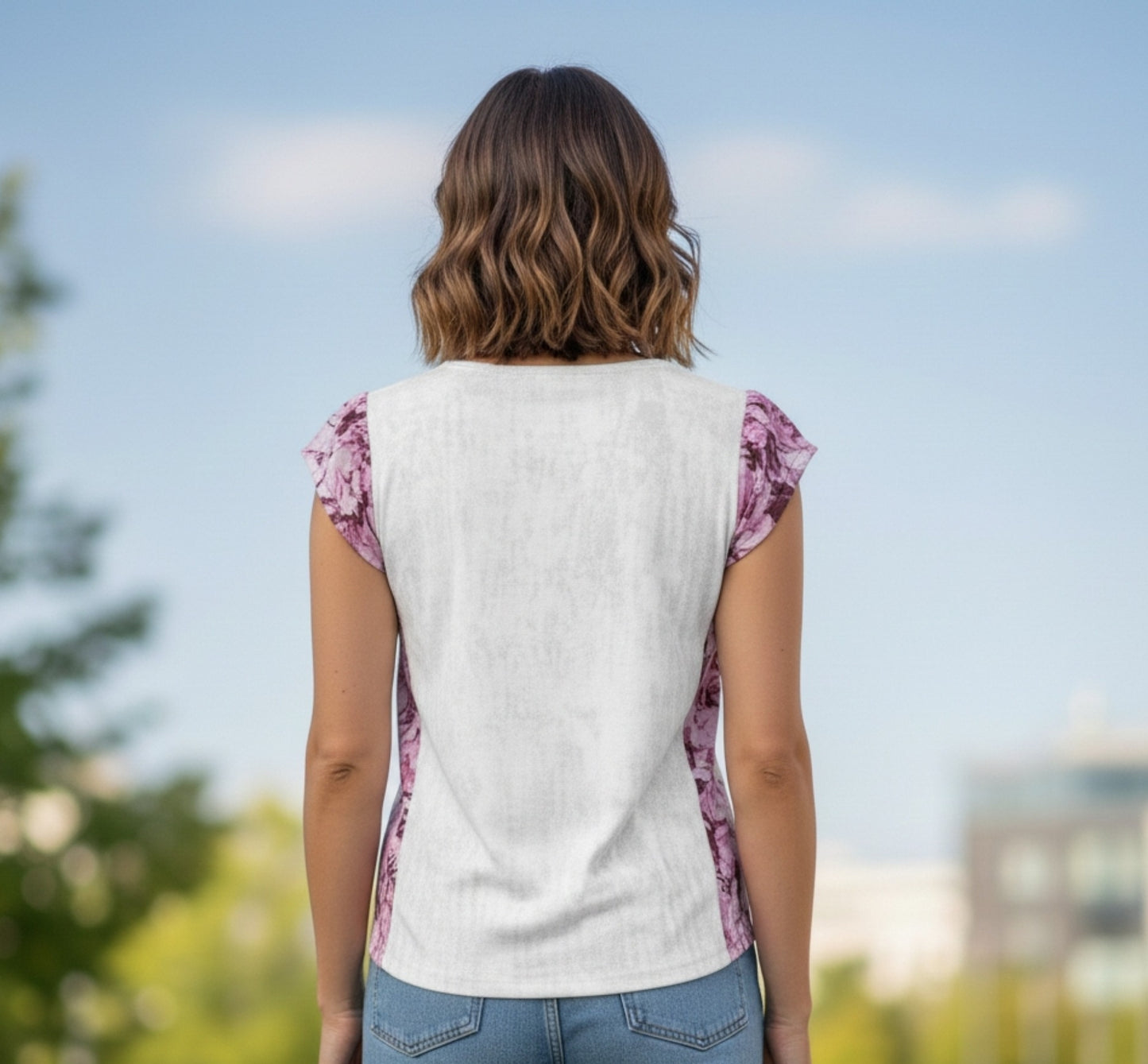 TRP Floral Print 01: Whimsical Sakura Symphony 01-01 Cap Sleeve Tee