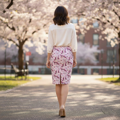 TRP Floral Print 01: Whimsical Sakura Symphony 01-01 Pencil Skirt