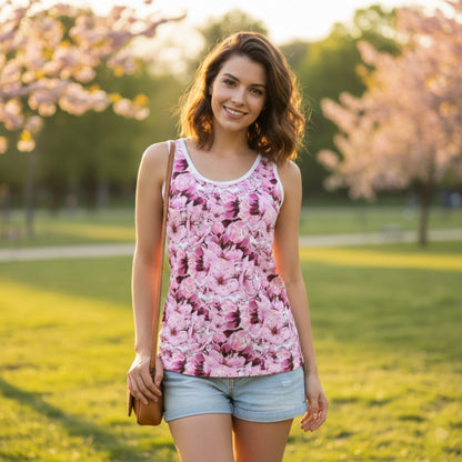 TRP Floral Print 01: Whimsical Sakura Symphony 01-01 Cotton Jersey Tank
