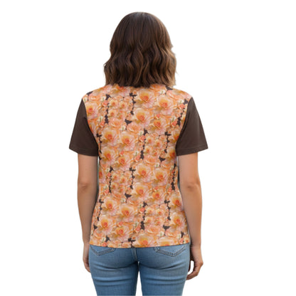 Floral Embosses: Roses 03-02 "Apricot Bloom Essential" Cotton T-shirt