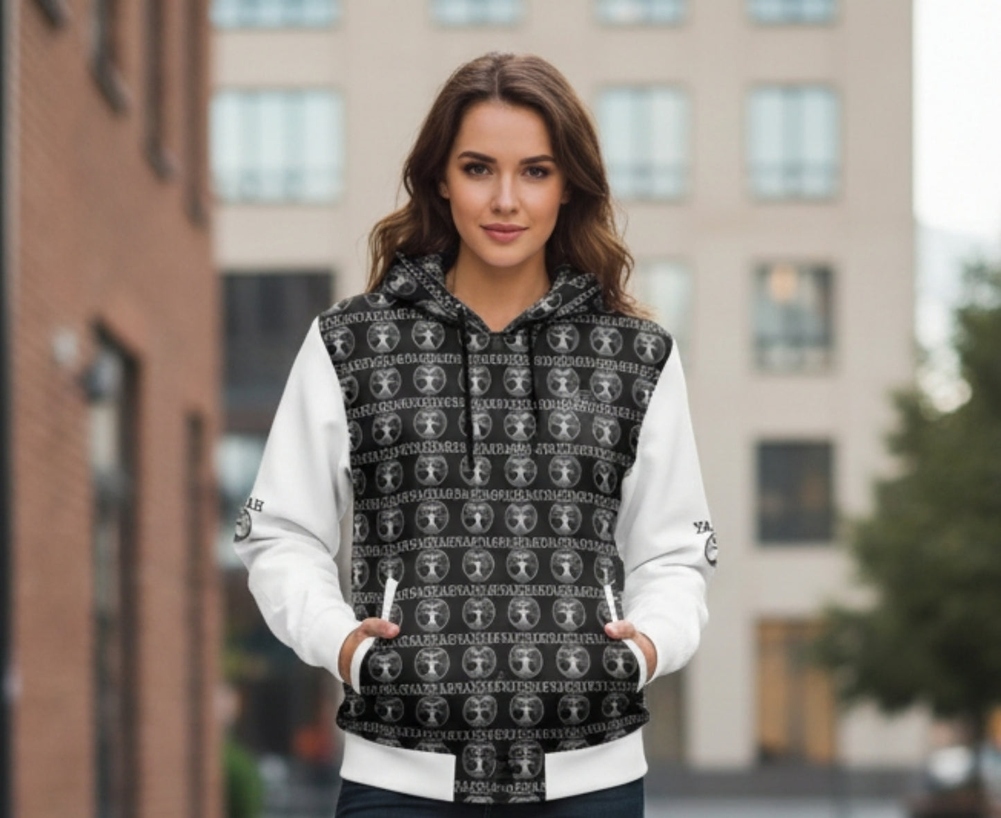 Yahuah-Tree of Life 02-06 Designer Heavyweight Hooded Varsity Jacket