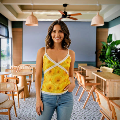 TRP Floral Print 09: Tulips 01 Lace Trim Cami