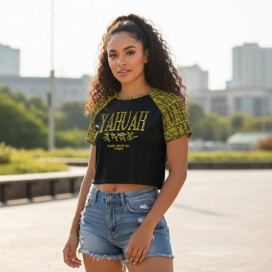 Yahuah-Name Above All Names 01-02 Ladies Designer Slim Fit Raglan Crop Top