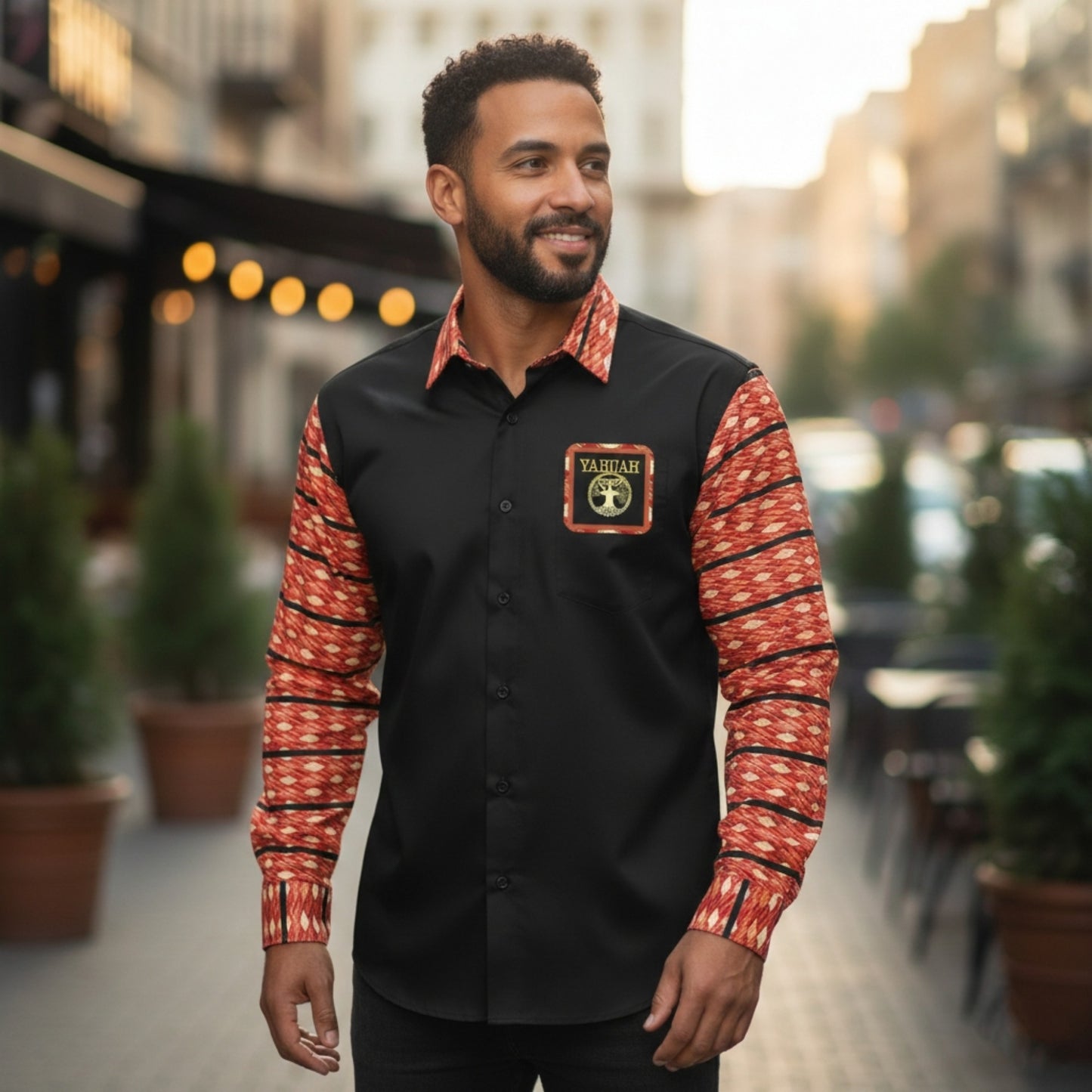 Yahuah Logo 02 Men's Point Collar Shirt