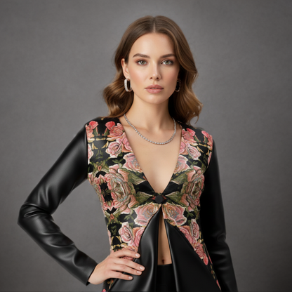 Floral Embosses: Roses 06-01 Jersey Cardigan