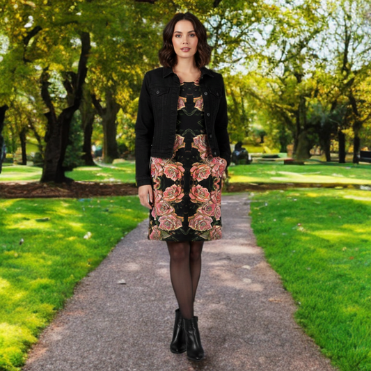 Floral Embosses: Roses 06-01 Designer Tunic T-shirt Dress