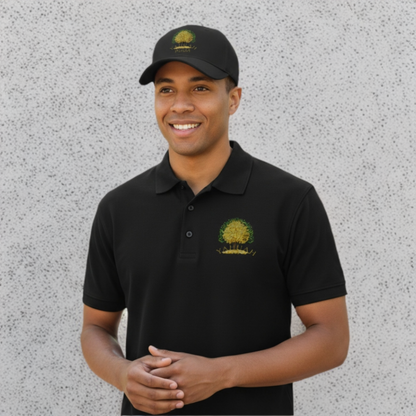 Yahuah-Tree of Life 03-02 Designer Harrington Men's Ringspun Cotton Pique Polo (2 colors)
