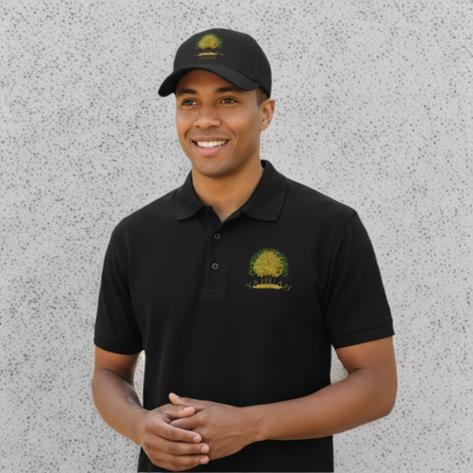 Yahuah-Tree of Life 03-02 Designer Harrington Men's Ringspun Cotton Pique Polo (2 colors)