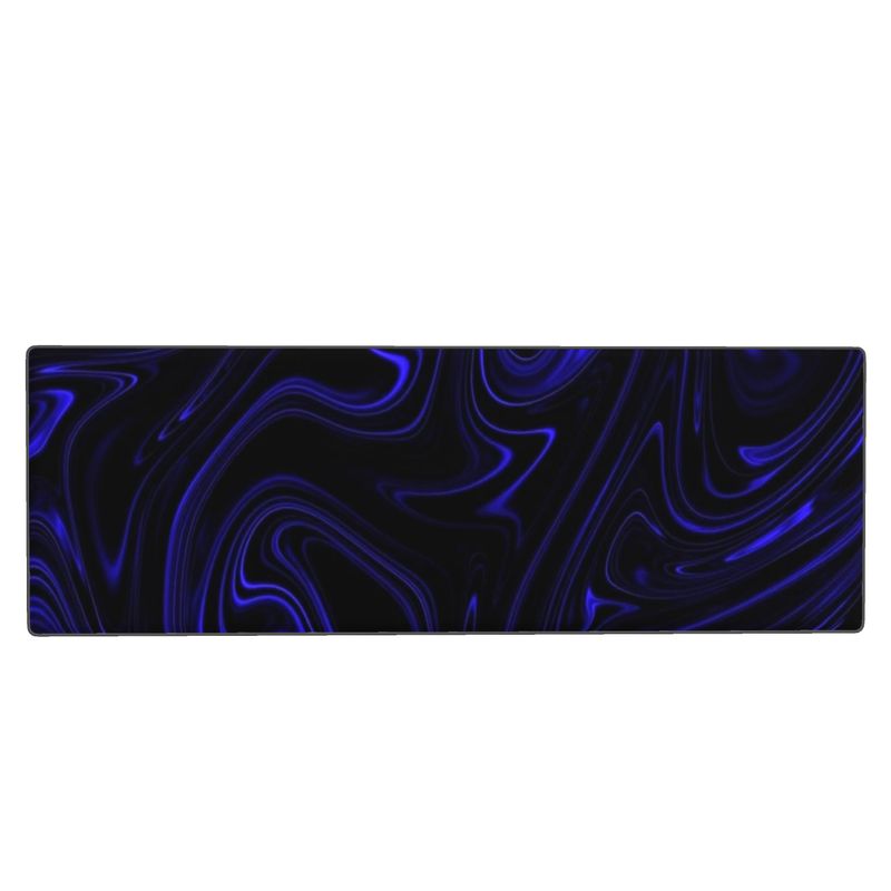 Isolated flat-lay view of the large-size Cobalt Heavenly Depths bath mat, showcasing the full black and electric blue swirl pattern.