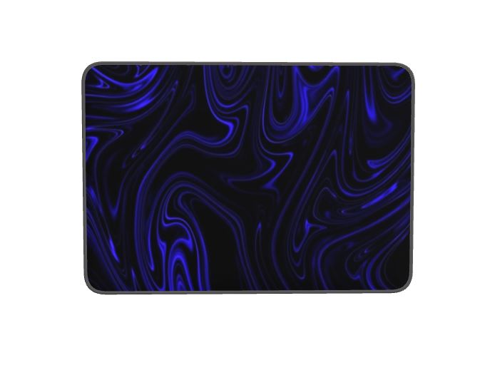Isolated flat-lay view of the small-size Cobalt Heavenly Depths bath mat, capturing the condensed energy of the dark blue swirls.