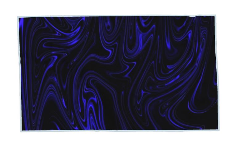 Blue and black marbled patterned towel on a white background