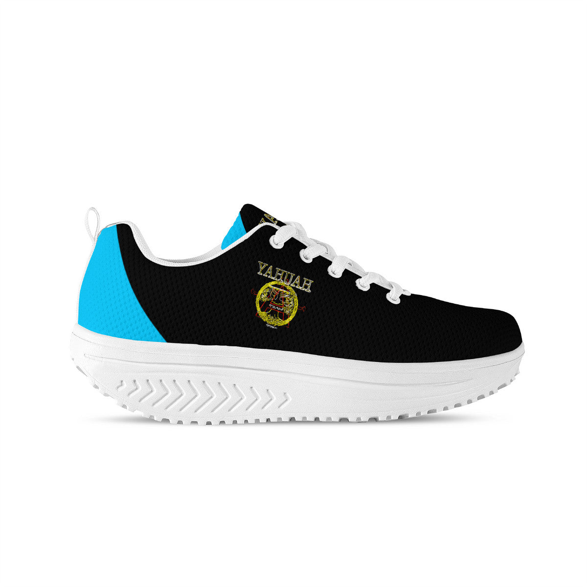 A-Team 01 Blue Ladies Mesh Heightened Rocking Sneakers