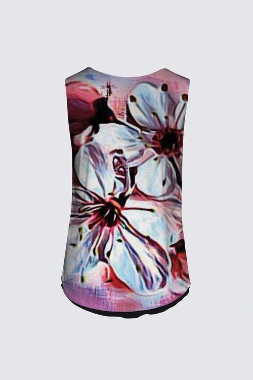 Floral Embosses: Pictorial Cherry Blossoms 01-01 Designer Kaplan Reversible Tank Top