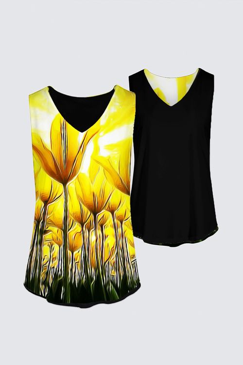 Floral Embosses: Tulip Daydream 02 Designer Kaplan Reversible Tank Top