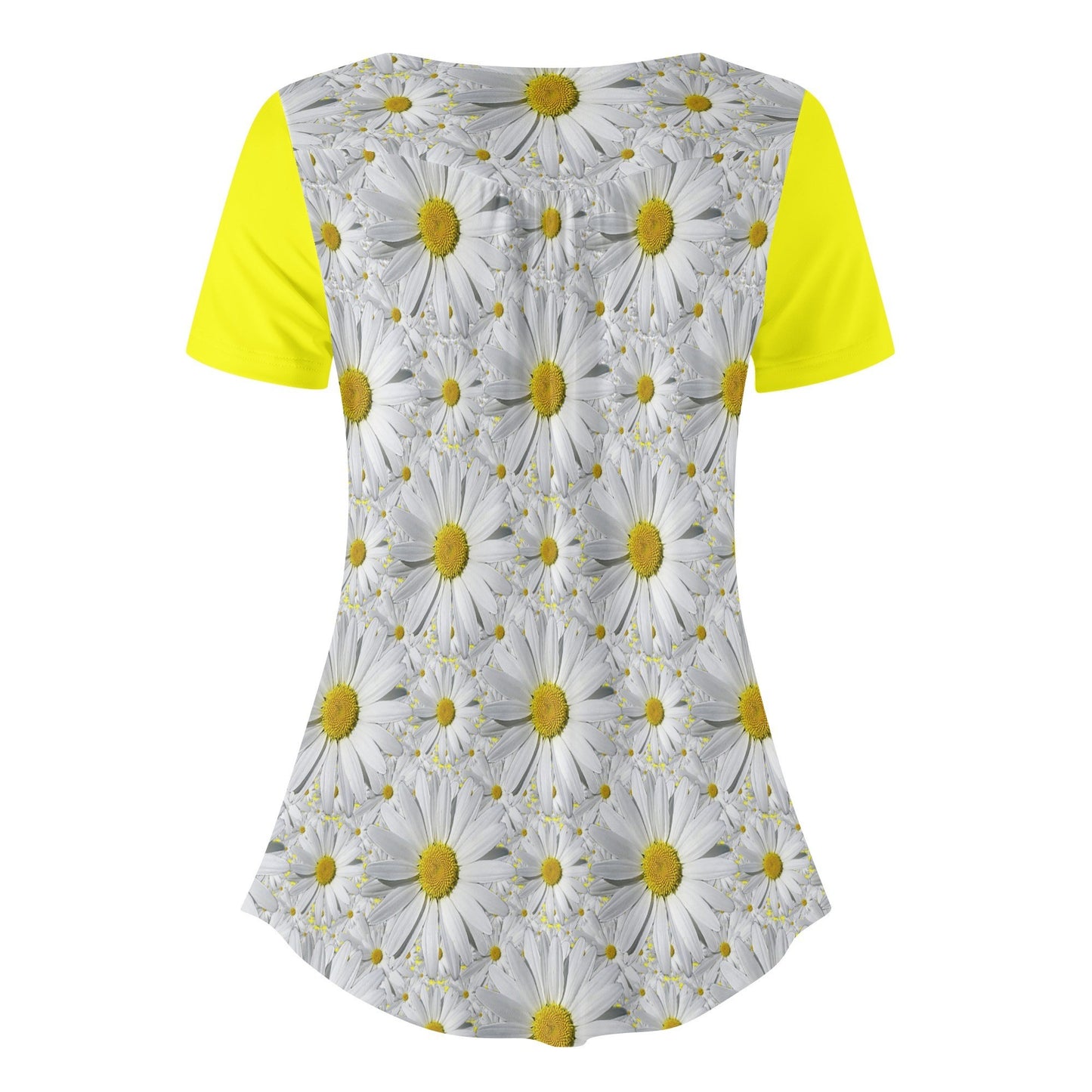 TRP Floral Print 08: English Daisies 01 Designer Scoop Neck Pleated Blouse