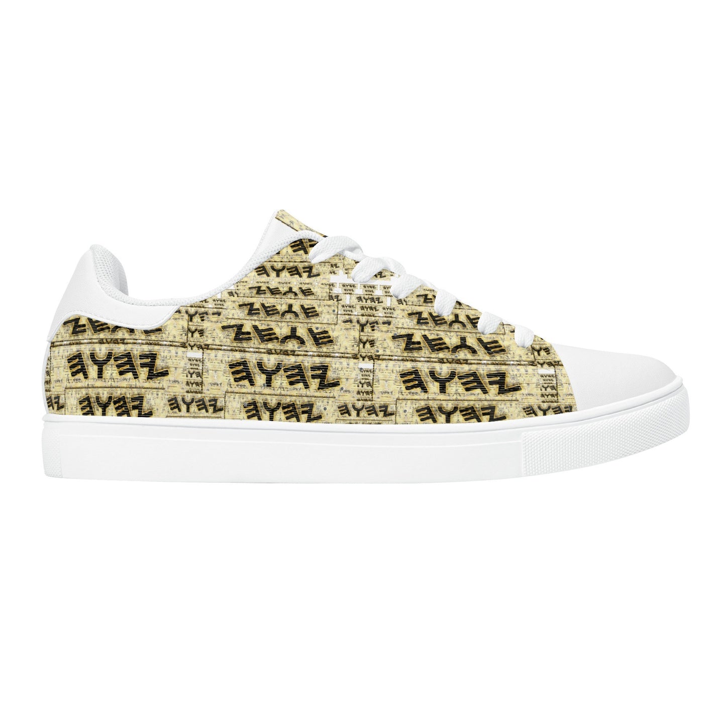 Yahuah Logo 03 - White Men's PU Leather Low Top Sneakers