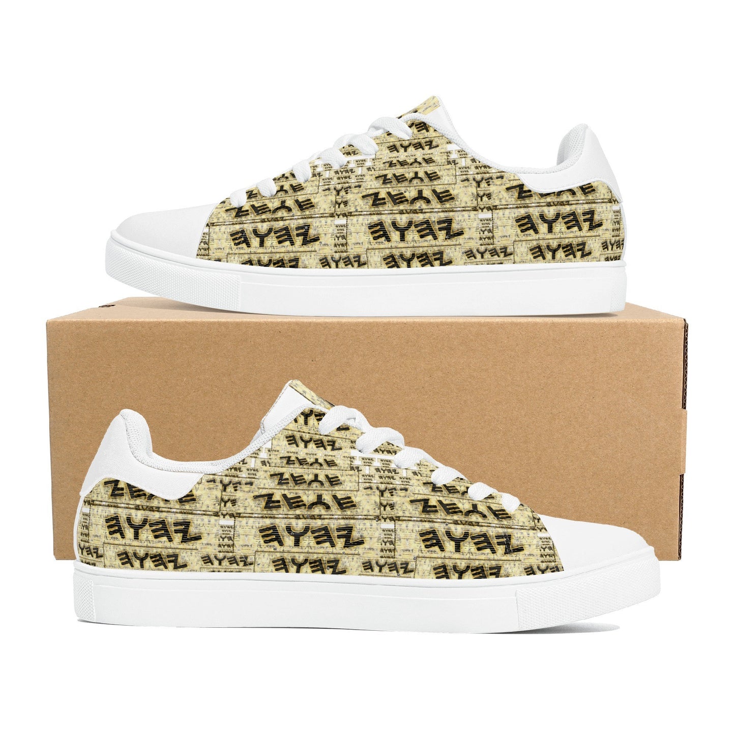 Yahuah Logo 03 - White Men's PU Leather Low Top Sneakers
