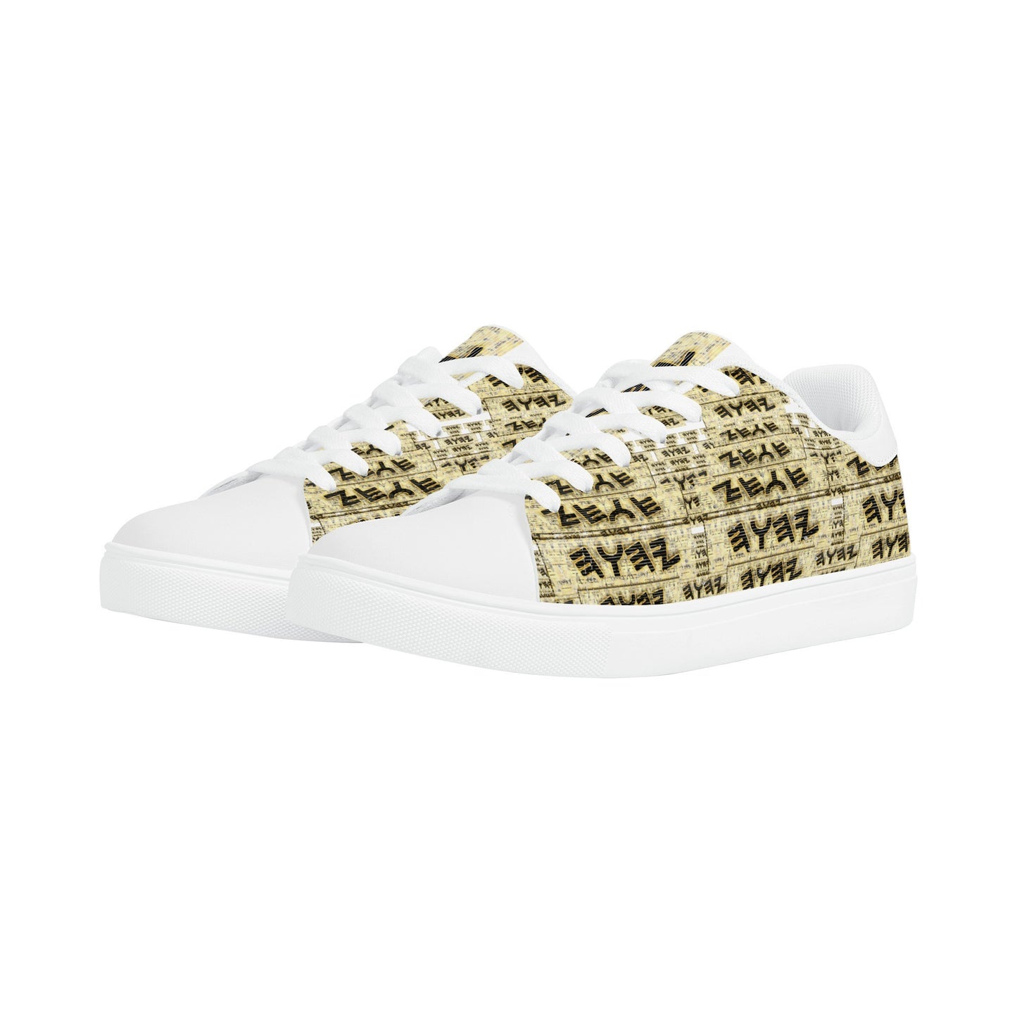 Yahuah Logo 03 - White Men's PU Leather Low Top Sneakers