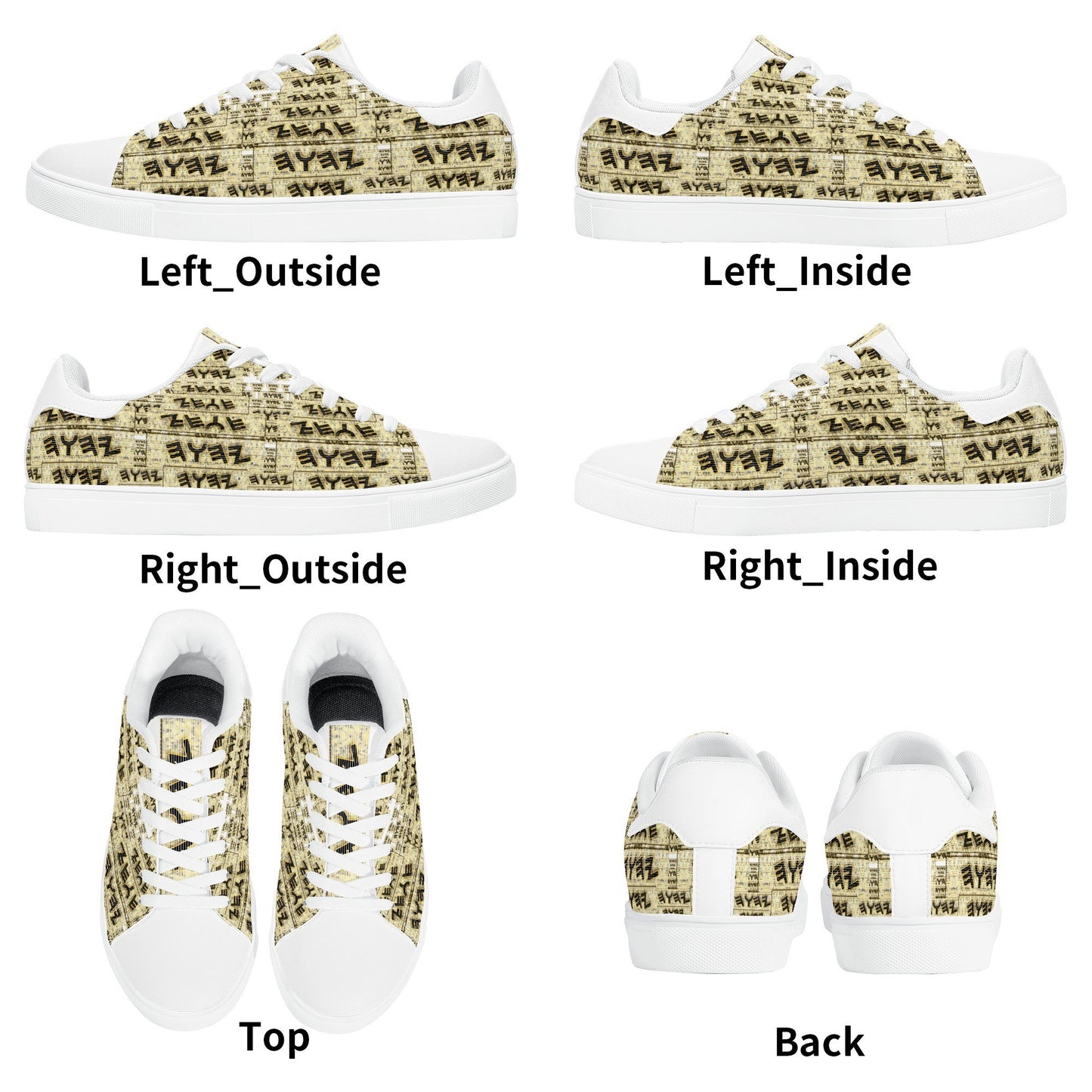 Yahuah Logo 03 - White Men's PU Leather Low Top Sneakers