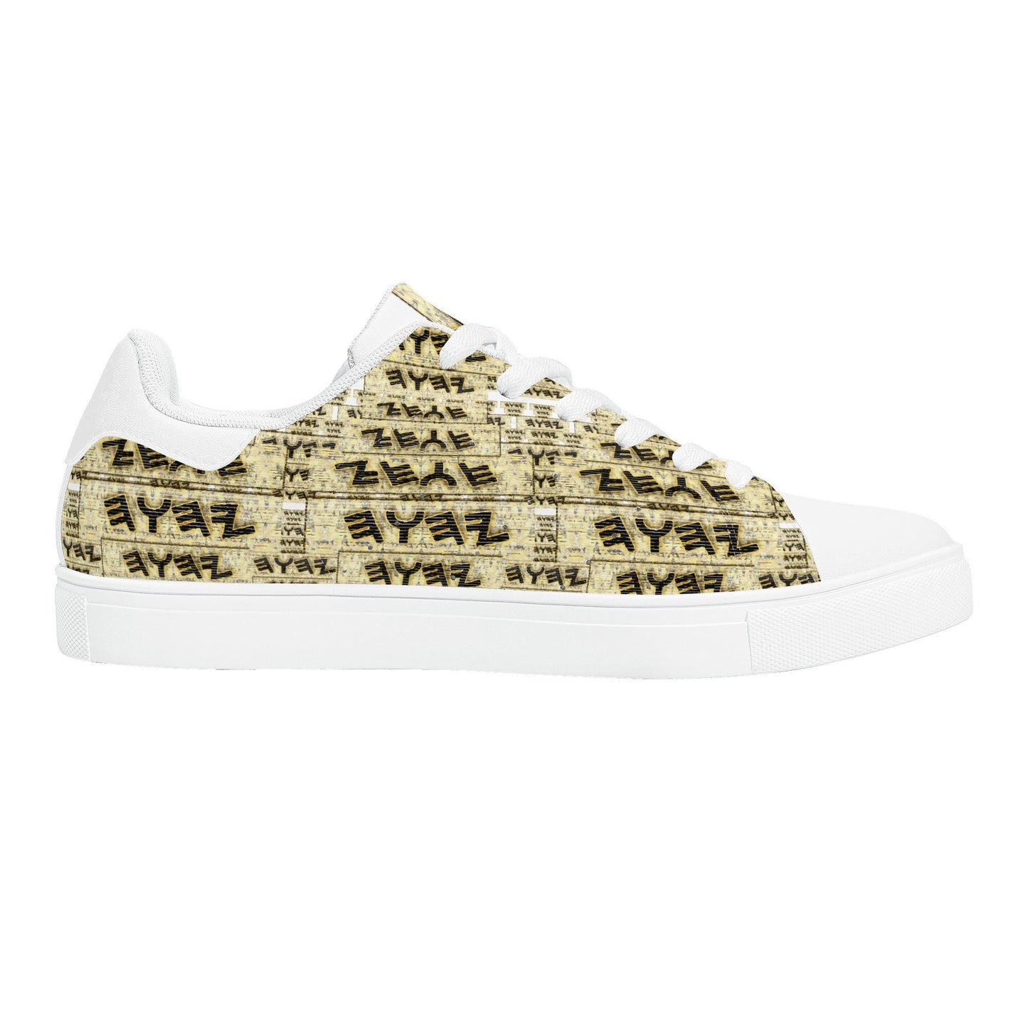 Yahuah Logo 03 - White Men's PU Leather Low Top Sneakers