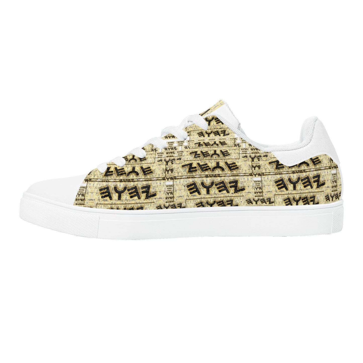 Yahuah Logo 03 - White Men's PU Leather Low Top Sneakers