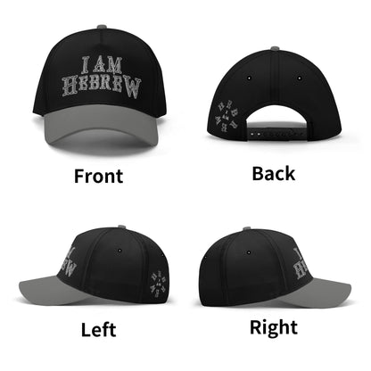 I AM HEBREW 02-02 Designer Baseball Cap, Black+BlackChrome