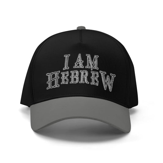 I AM HEBREW 02-02 Designer Baseball Cap, Black+BlackChrome