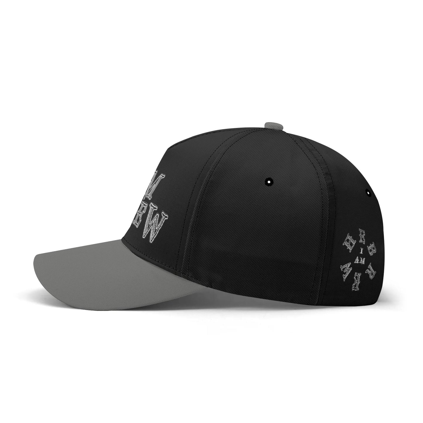 I AM HEBREW 02-02 Designer Baseball Cap, Black+BlackChrome