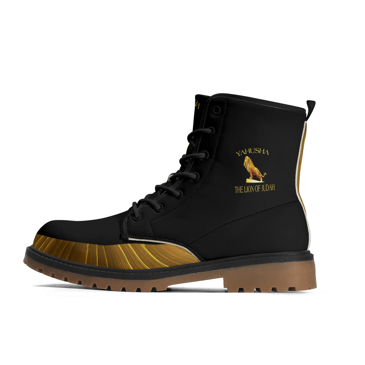 Yahusha-The Lion of Judah 01 Voltage PU Leather Brown Outsole Boots (Black)