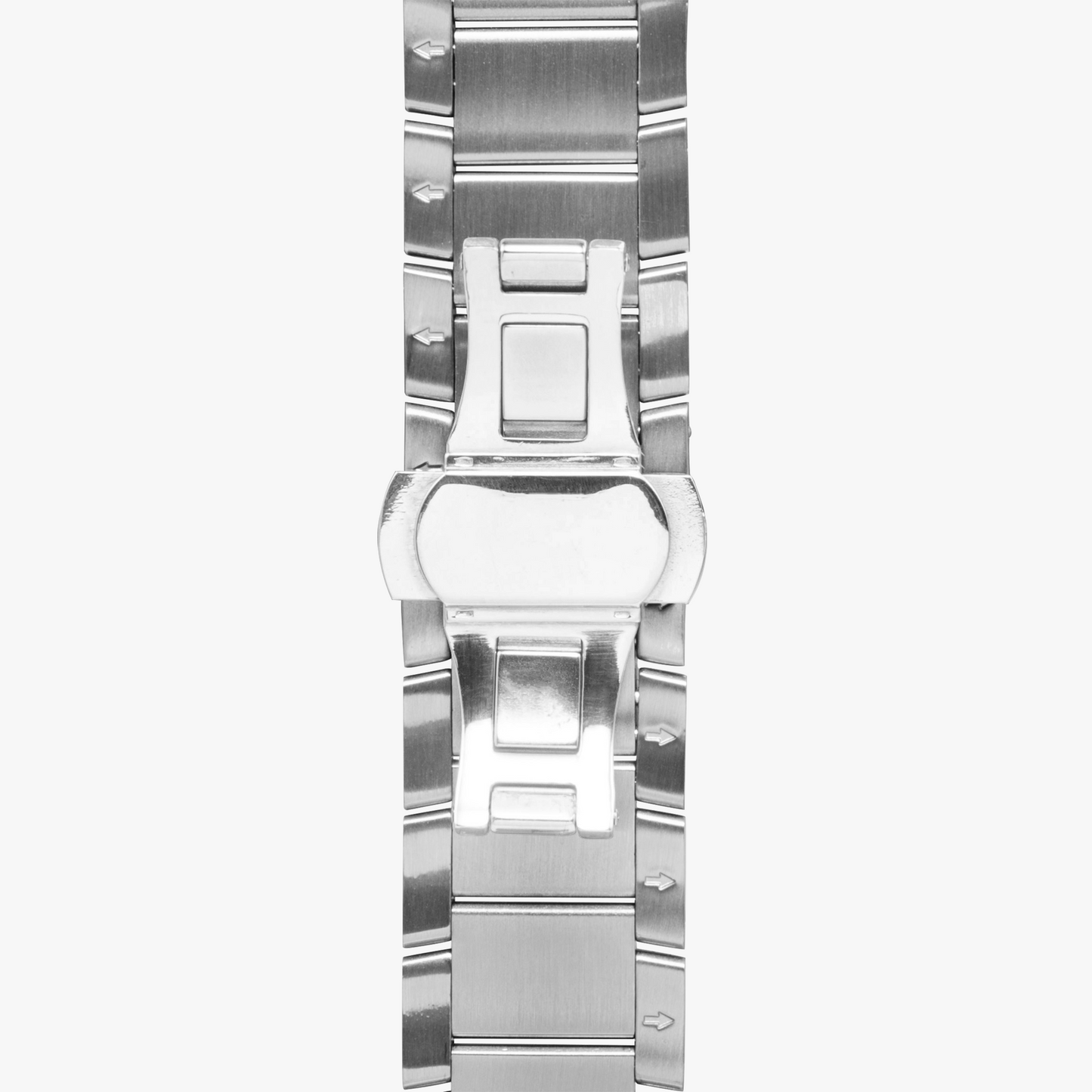 Yahuah: Tree of Life (03) stainless steel  silver watch technical view showing the the butterfly deployment clasp.