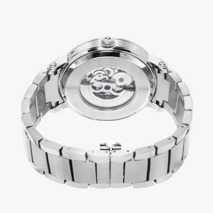 Yahuah: Tree of Life (03) automatic stainless steel watch featuring silver strap.