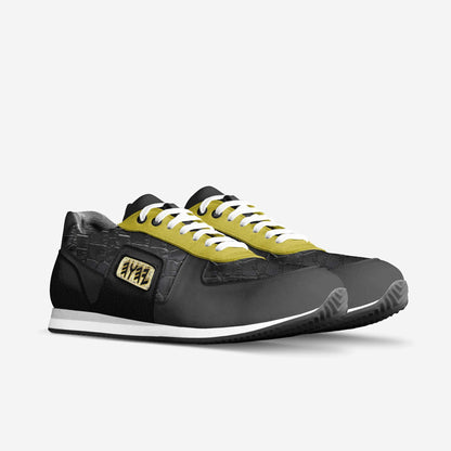 Yahuah Logo 03 - White Men's Genuine Italian Leather Retro Running Sneakers